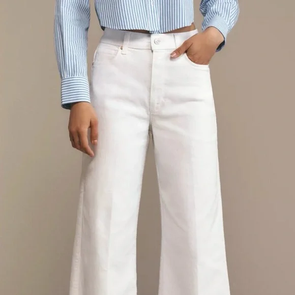 NWT Anthropologie PAIGE Anessa High Rise Wide Leg Ankle Jeans Size 23 White - Picture 2 of 16